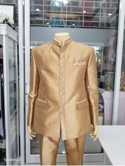 ชุดสูทผ้าไหมสีเหลืองทอง XL (AU)