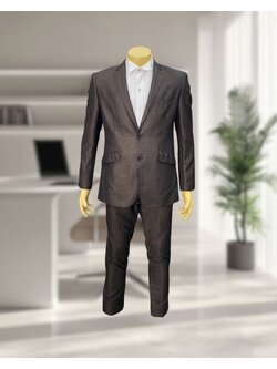 ชุดสูทผู้ชาย สีน้ำตาล ผ้าลาย + กางเกง ไซส์ XL