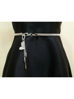 เข็มขัดผู้หญิงเเบบสปริงสีเงินรูปหัวใจ