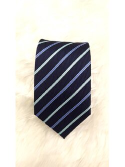 เนคไท สีกรมลายเขียวฟ้า