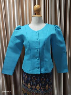 เสื้อผ้าไหมลาวสีฟ้า34