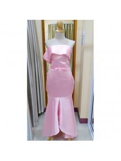 ราตรียาวสีชมพู เกาะอก แขน 1 ข้าง(ฟรีไซส์)