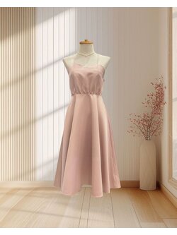 ราตรีสั้นสีนู้ด สายเดี่ยวไขว้ เว้าหลัง ไซส์ S