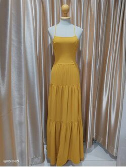 เดรสยาวผูกหลัง สีเหลือง M