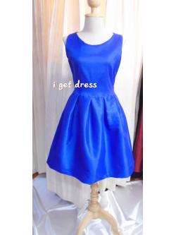 ชุดราตรีสั้นสีน้ำเงินแขนกุด (L)