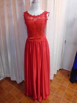 ราตรียาวสีแดงอกลูกไม้(ฟรีไซส์)