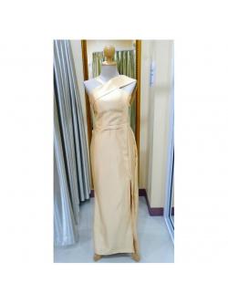 ราตรียาวสีทองมุก ผ่าหน้า(ฟรีไซส์) มือ2