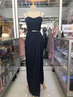 (PRE-LOVED) ราตรียาวสีกรมสายเดี่ยว (S)