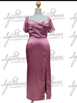 ยาวปาดไหล่มีแขนสีชมพู (2XL)