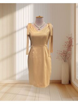 ราตรีสั้นแขนกุดโบว์ยาวที่ไหล่2ข้าง S