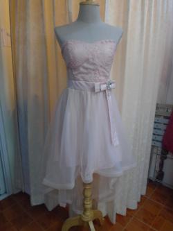 ราตรีสั้นเกาะอกชมพูโอโรสหน้าสั้นหลังยาว +เข็มกลัด(ฟรีไซส์)