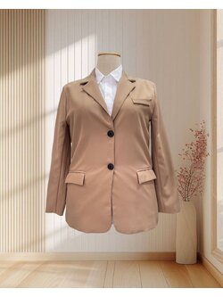 เสื้อสูทผู้หญิงสีน้ำตาล กระดุมดำ 2 เม็ด ไซส์ 3XL