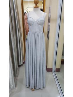 (PRE-LOVED) ชุดราตรียาวสีเงินสายเดี่ยวGlitter (อก 34 เอว26 สะโพก ฟรีไซส์)