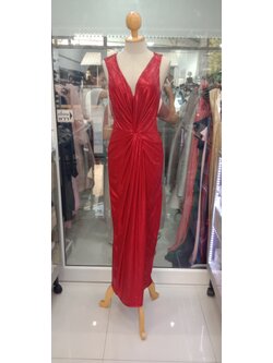 (PRE-LOVED) ยาวแขนกุดเอวขยุ้มสีแดง (L)