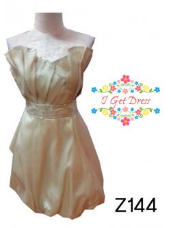 ราตรีสั้นเกาะอกสีน้ำตาลอ่อน(ฟรีไซส์)