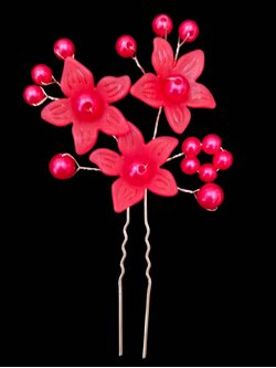 ปิ่นปักผมดอกไม้สีแดง