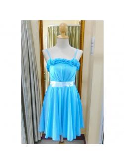 ราตรีสั้นอกดอกไม้สีฟ้า(ฟรีไซส์)