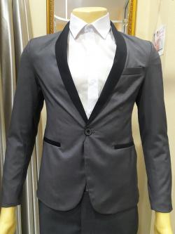 เสื้อสูทผู้ชายสีเทาปกสีดำ (M)