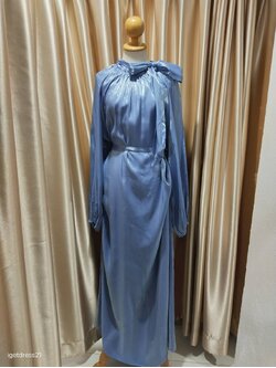 เดรสแขนยาวสีฟ้า ผูกโบว์ กรุยกราย ฟีลวิซาร์ด ออฟ อัส ไซส์ 3XL