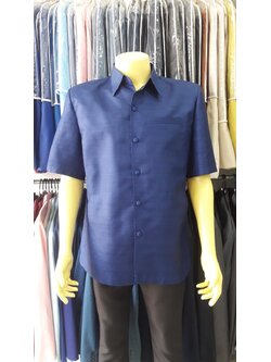 เสื้อซาฟารีผ้าไหมสีกรมท่า (XL)