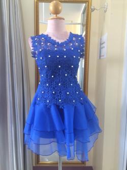 น้ำเงินสั้นมุ้งแขนกุดอกมุก(ฟรีไซส์)