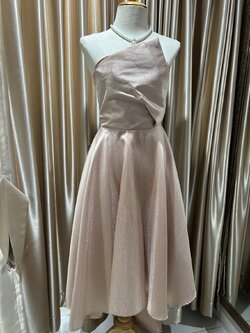 ชุดราตรีสั้นสีนู๊ดเกาะอกกระโปรงชายยาว Size : S