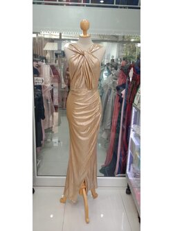 ยาวปาดไหล่อกไขว้เมทัลลิคสีทอง (L) มือ2