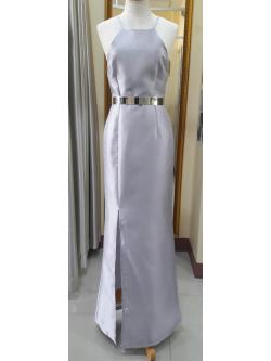 (PRE-LOVED) ชุดราตรียาวMaxiเปิดไหล่สีเทา (S)