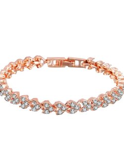 สร้อยข้อมือเพรชหัวใจโรสโกลล์