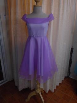 ชูดราตรีสั้นม่วงปาดไหล่(ฟรีไซส์)