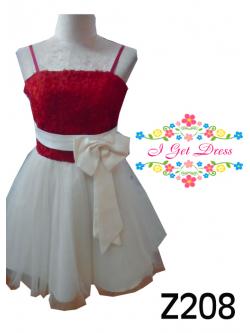 ราตรีสั้นสีแดงกระโปรงขาว(ฟรีไซส์)