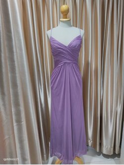 (PRE-LOVED) ชุดราตรียาวชีฟองสายเดี่ยว สีม่วง M