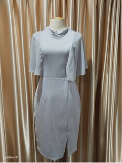 ชุดราตรีสั้นมสีเทามีแขน(S)