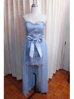 ราตรียาวเกาะอกสีเทา+ผ้าคลุมมุ้ง(S)