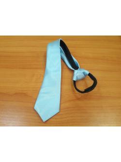 เนคไทสีฟ้าผ้าเงาเส้นเล็ก เเบบสำเร็จรูป