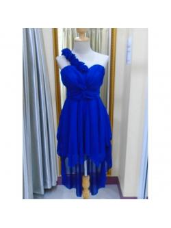 ราตรียาวสีน้ำเงินดอกไม้คาดไหล่(ฟรีไซส์)