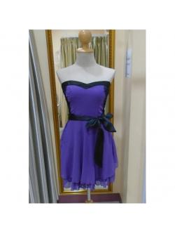 ราตรีสั้นสีม่วง สม๊อคหลัง(ฟรีไซส์)