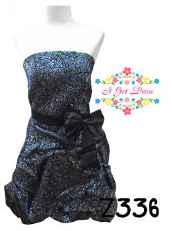 ราตรีสั้นเกาะอกสีดำกากเพชร(ฟรีไซส์)