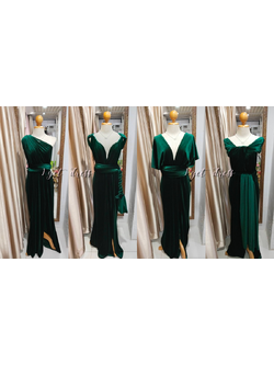 ราตรียาวสีเขียวเข้ม infinity กำมะหยี่ (S)