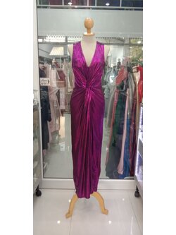 ยาวแขนกุดเอวขยุ้มสีม่วง (M)