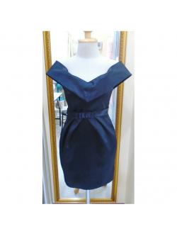 ราตรีสั้นไหล่ปาดสีดำ (อก34 เอว28 สะโพก 36 )