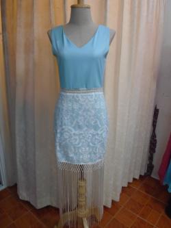 เดรสสีมิ้นชายริ้ว(S)