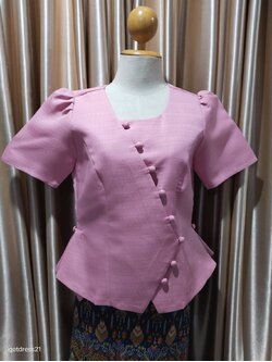 เสื้อผ้าไหมลาวสีชมพู36