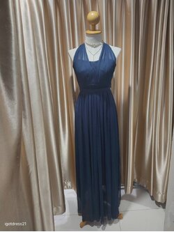 ชุดราตรียาวชีฟองเกาะอกมีผ้าพาดข้างS