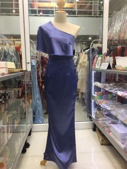 (PRE-LOVED) ราตรียาวสีฟ้าครามบ่าเบี่ยง (S)