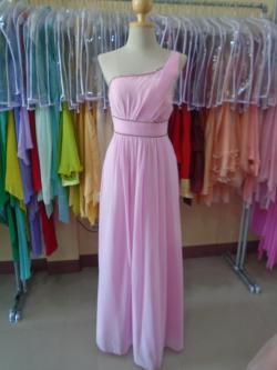 ราตรียาวชมพูหวานไหล่เดี่ยว(ฟรีไซส์)