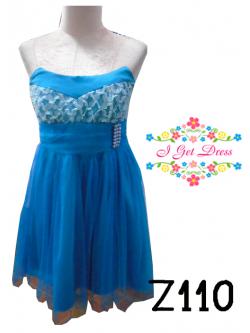 ราตรีสั้นเกาะอกสีฟ้า(ฟรีไซส์)