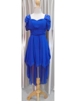 ราตรีหน้าสั้นหลังยาวสีน้ำเงินผ้าชีฟอง(ฟรีไซส์)
