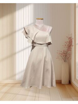 (PRE-LOVED) ชุดราตรีแขนระบายกระโปรงบานM