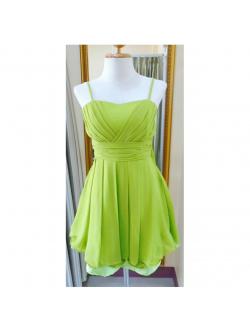 ชุดราตรีเขียวสั้นสายเดียว (อก36 เอว30 สะโพก ฟรีไซส์ )